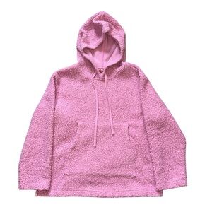 Staud Womens Pink Bear Fleece Texture Hooded Popover Kangaroo Pocket Size M
